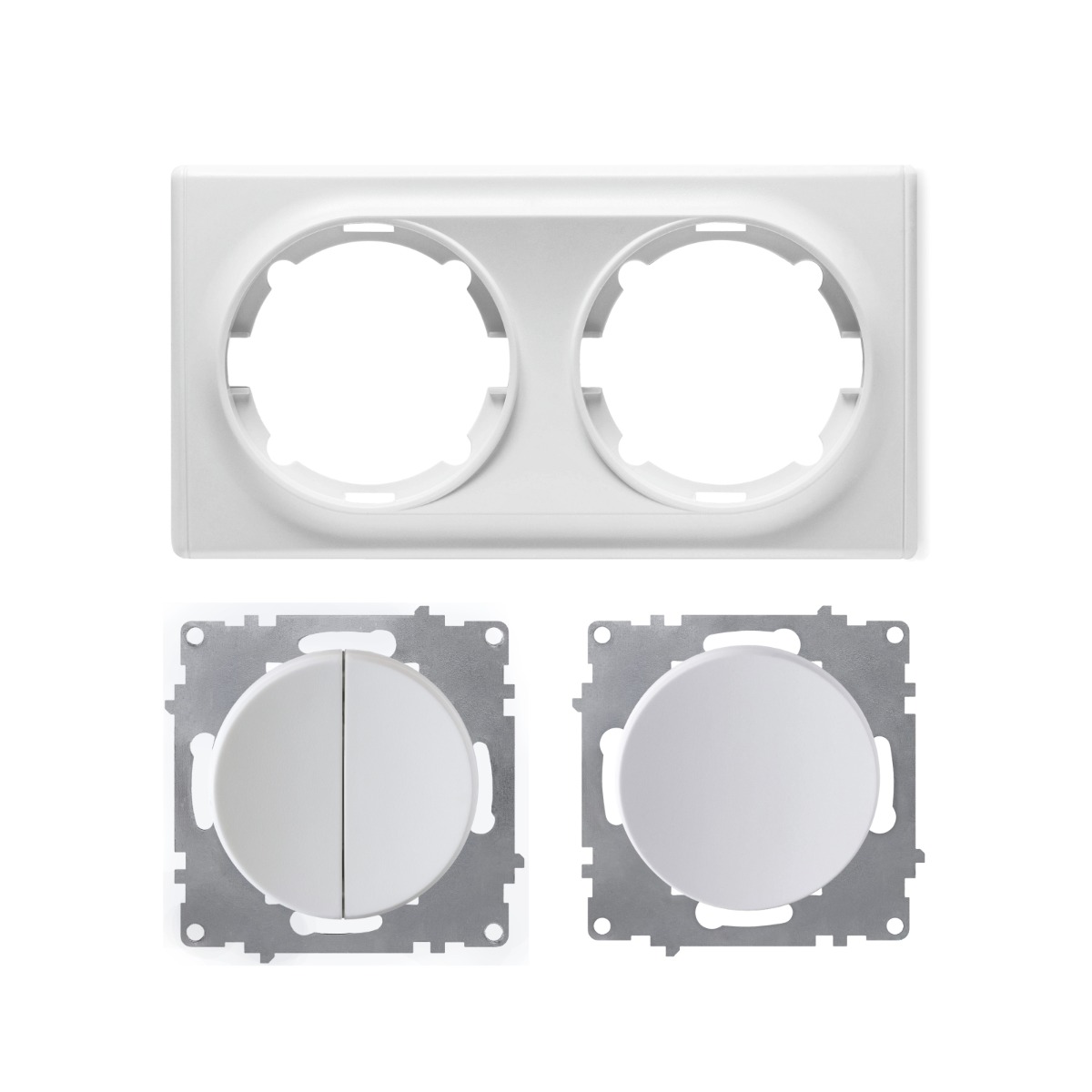 Jandei Oberflächen-Mechanismus – Doppelschalter Mit 2 Schaltungen + Schuko-Steckdose – Weiß, IP20 – Aus Polycarbonat
