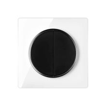 Serienschalter 2fach schwarz mit Glas-Abdeckrahmen weiß