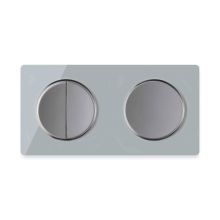 Serienschalter 2fach,  Lichtschalter mit Glas-Abdeckrahmen 2fach, waagerecht - grau
