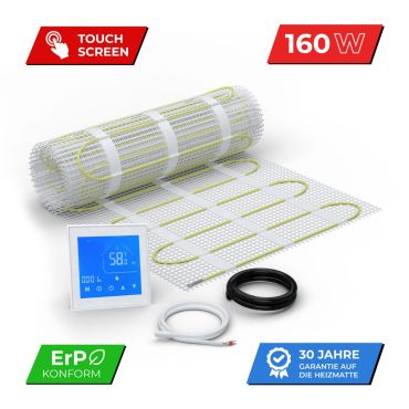 Premium Heizmatten Set NZ-160 mit Thermostat MCS 450 Touch weiß - geklebt