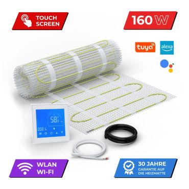 Premium Heizmatten Set NZ-160 mit Thermostat MCS 450 WIFI Touch weiß geklebt