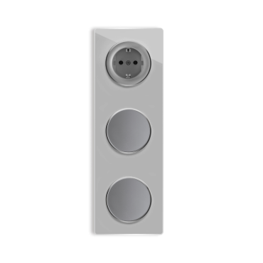 Schuko-Steckdose + 2x Lichtschalter einfach + Glas-Abdeckrahmen 3fach senktrecht - grau