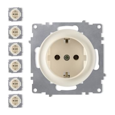 7x Schuko-Steckdosen Set - beige