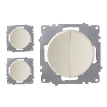 3x Design-Serienschalter, 2fach Set - beige