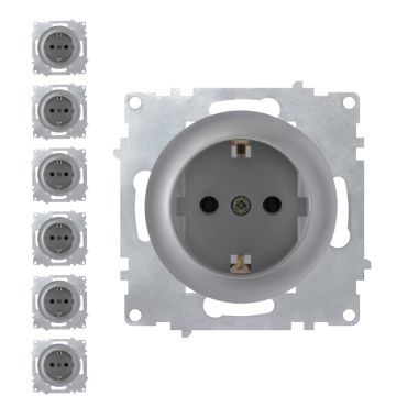 7x Schuko-Steckdosen Set - grau