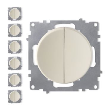 7x Design-Serienschalter, 2fach Set - beige