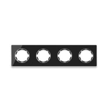 Glas-Abdeckrahmen für Lichtschalter, Steckdose 4fach, waagerecht, Unterputz, Serie: Garda, schwarz