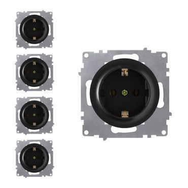 5x Schuko-Steckdosen Set - schwarz