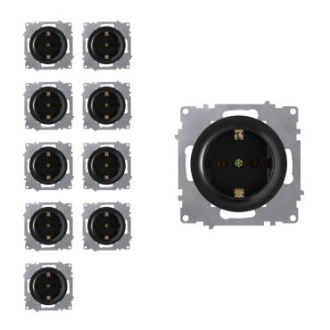 10x Schuko-Steckdosen Set - schwarz