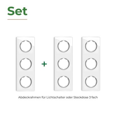3х Garda Glas- Abdeckrahmen Set: Abdeckrahmen 3fach, senkrecht - weiß