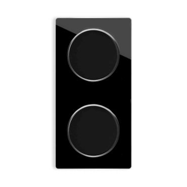 2x Lichtschalter mit Glas-Abdeckrahmen 2fach senkrecht - schwarz