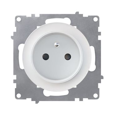 Schuko-Steckdose mit Erdungsstift, E-Typ, Erdung, 230V/16A, ohne Rahmen, weiß