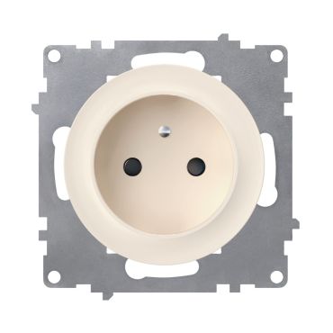 Schuko-Steckdose mit Erdungsstift, E-Typ, Erdung, 230V/16A, ohne Rahmen, beige