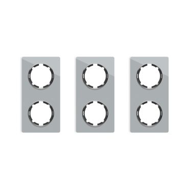 3х Garda Glas- Abdeckrahmen Set: Abdeckrahmen 2fach, senkrecht - grau