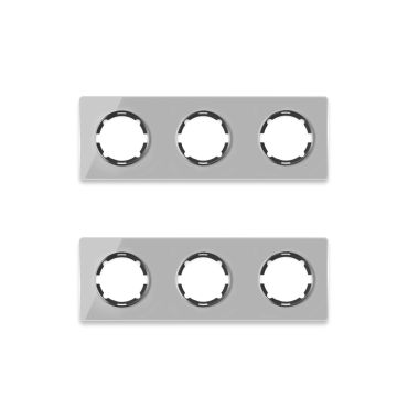 2х Garda Glas- Abdeckrahmen Set: Abdeckrahmen 3fach, waagerecht - grau