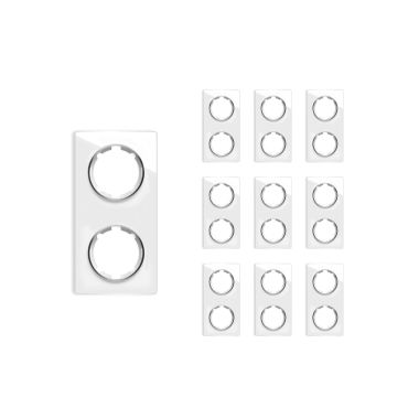 10х Garda Glas- Abdeckrahmen Set: Abdeckrahmen 2fach, senkrecht - weiß