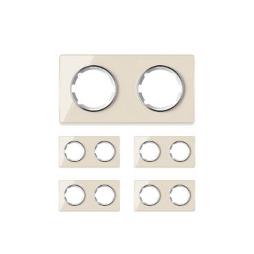 5х Garda Glas- Abdeckrahmen Set: Abdeckrahmen 2fach, waagerecht - beige