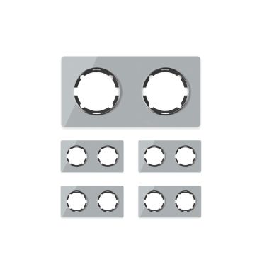 5х Garda Glas- Abdeckrahmen Set: Abdeckrahmen 2fach, waagerecht - grau