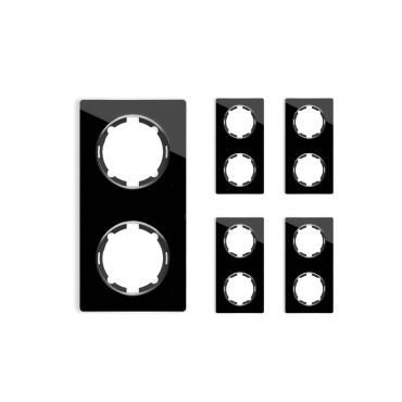 5х Garda Glas- Abdeckrahmen Set: Abdeckrahmen 2fach, senkrecht - schwarz