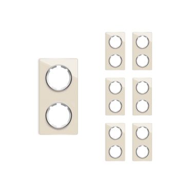 7х Garda Glas- Abdeckrahmen Set: Abdeckrahmen 2fach, senkrecht - beige