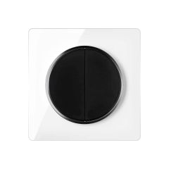 Serienschalter 2fach schwarz mit Glas-Abdeckrahmen weiß