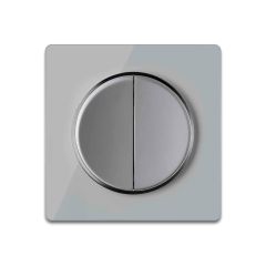 Serienschalter 2fach grau mit Glas-Abdeckrahmen grau