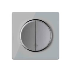 Wechselschalter 2fach mit Glas-Abdeckrahmen in Grau