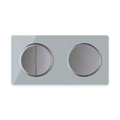 Serienschalter 2fach, Lichtschalter mit Glas-Abdeckrahmen 2fach, waagerecht - grau