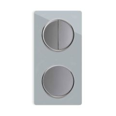 Serienschalter 2fach, Lichtschalter mit Glas-Abdeckrahmen 2fach senkrecht - grau