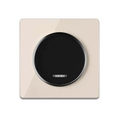 Kontrollschalter 1fach schwarz mit Glas-Abdeckrahmen beige