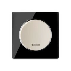 Kontrollschalter 1fach beige mit Glas-Abdeckrahmen schwarz