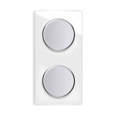 2x Lichtschalter mit Glas-Abdeckrahmen 2fach senkrecht - weiß