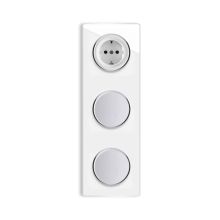 Schuko-Steckdose + 2x Lichtschalter einfach + Glas-Abdeckrahmen 3fach senktrecht - weiß