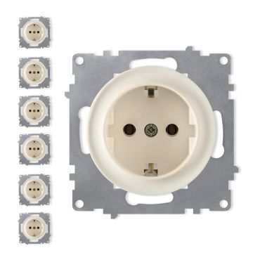 7x Schuko-Steckdosen Set - beige