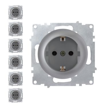 7x Schuko-Steckdosen Set - grau