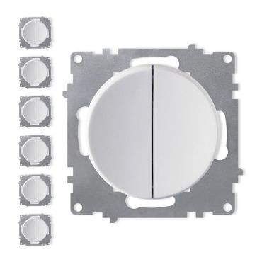 7x Design-Serienschalter, 2fach Set - weiß
