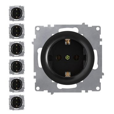 7x Schuko-Steckdosen Set - schwarz