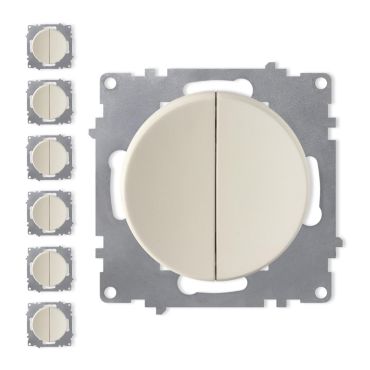 7x Design-Serienschalter, 2fach Set - beige