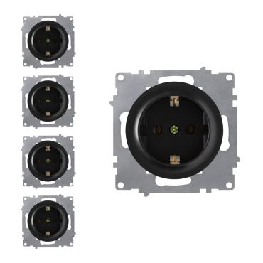 5x Schuko-Steckdosen Set - schwarz
