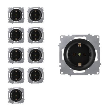 10x Schuko-Steckdosen Set - schwarz