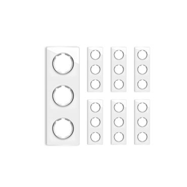 7х Garda Glas- Abdeckrahmen Set: Abdeckrahmen 3fach, senkrecht - weiß