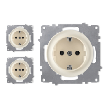 3x Schuko-Steckdosen Set - beige