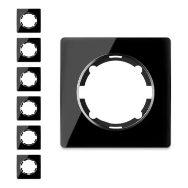 7x Garda Glas- Abdeckrahmen Set - schwarz