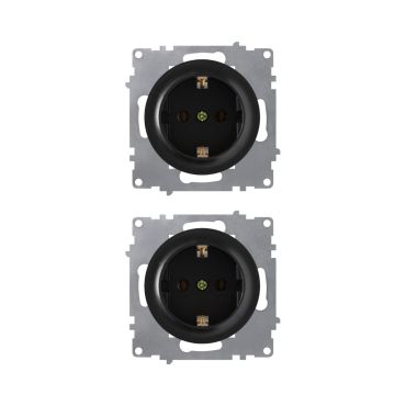 2х Schuko-Steckdosen Set - schwarz