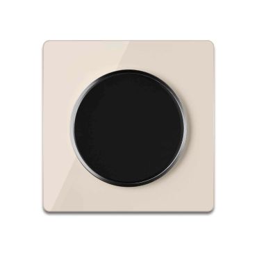 Lichtschalter schwarz mit Glass-Abdeckrahmen beige