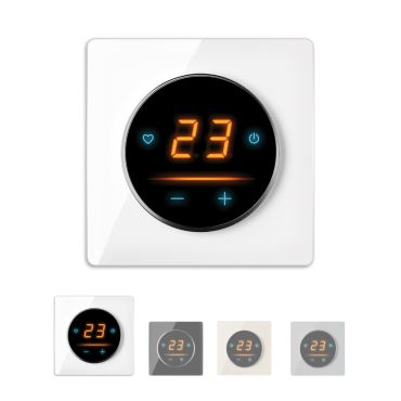 Raumthermostat OneKeyElectro 25 WIFI Touch mit Garda Glass-Abdeckrahme - weiß