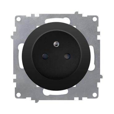 Schuko-Steckdose mit Erdungsstift, E-Typ, Erdung, 230V/16A, ohne Rahmen, schwarz