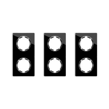 3х Garda Glas- Abdeckrahmen Set: Abdeckrahmen 2fach, senkrecht - schwarz