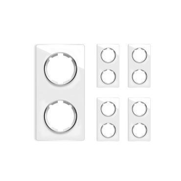 5х Garda Glas- Abdeckrahmen Set: Abdeckrahmen 2fach, senkrecht - weiß
