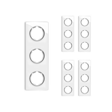 5х Garda Glas- Abdeckrahmen Set: Abdeckrahmen 3fach, senkrecht - weiß